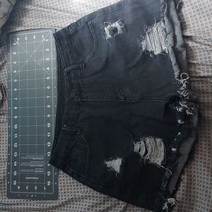Black denim ripped Jean shorts